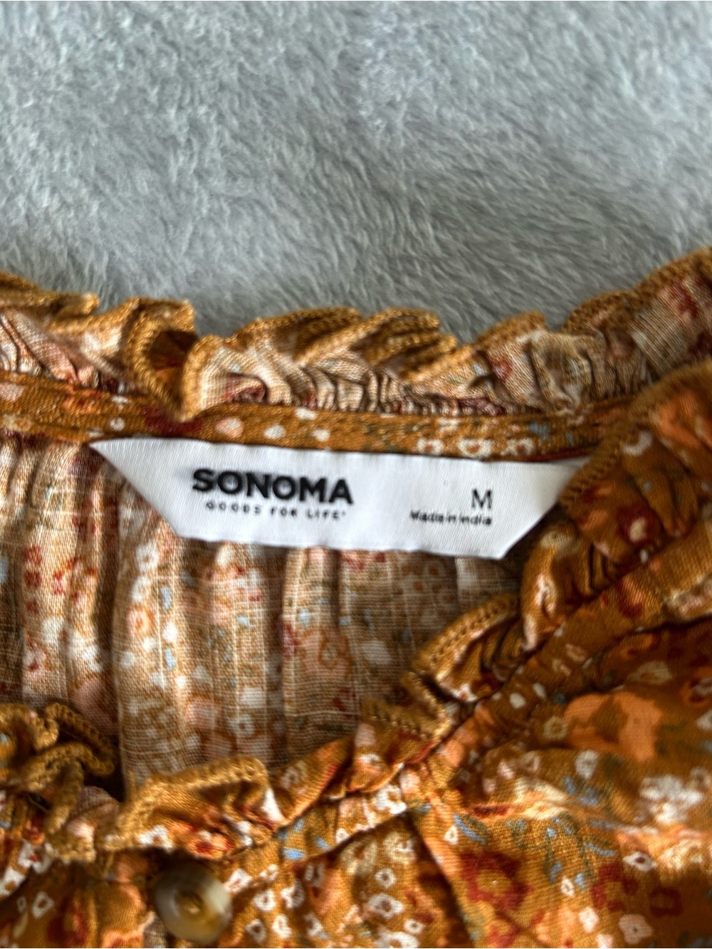 Sonoma sleeveless ditsy floral top in brown,orange, tan , M - Picture 4 of 6